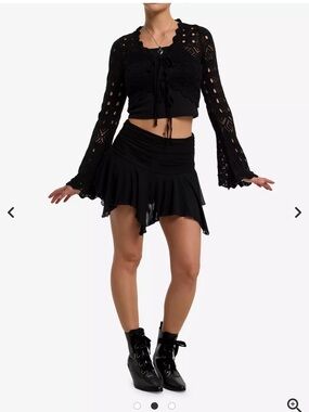 Goth Witchy Cosmic Aura Crop Shrug Bell Sleeve Top XL